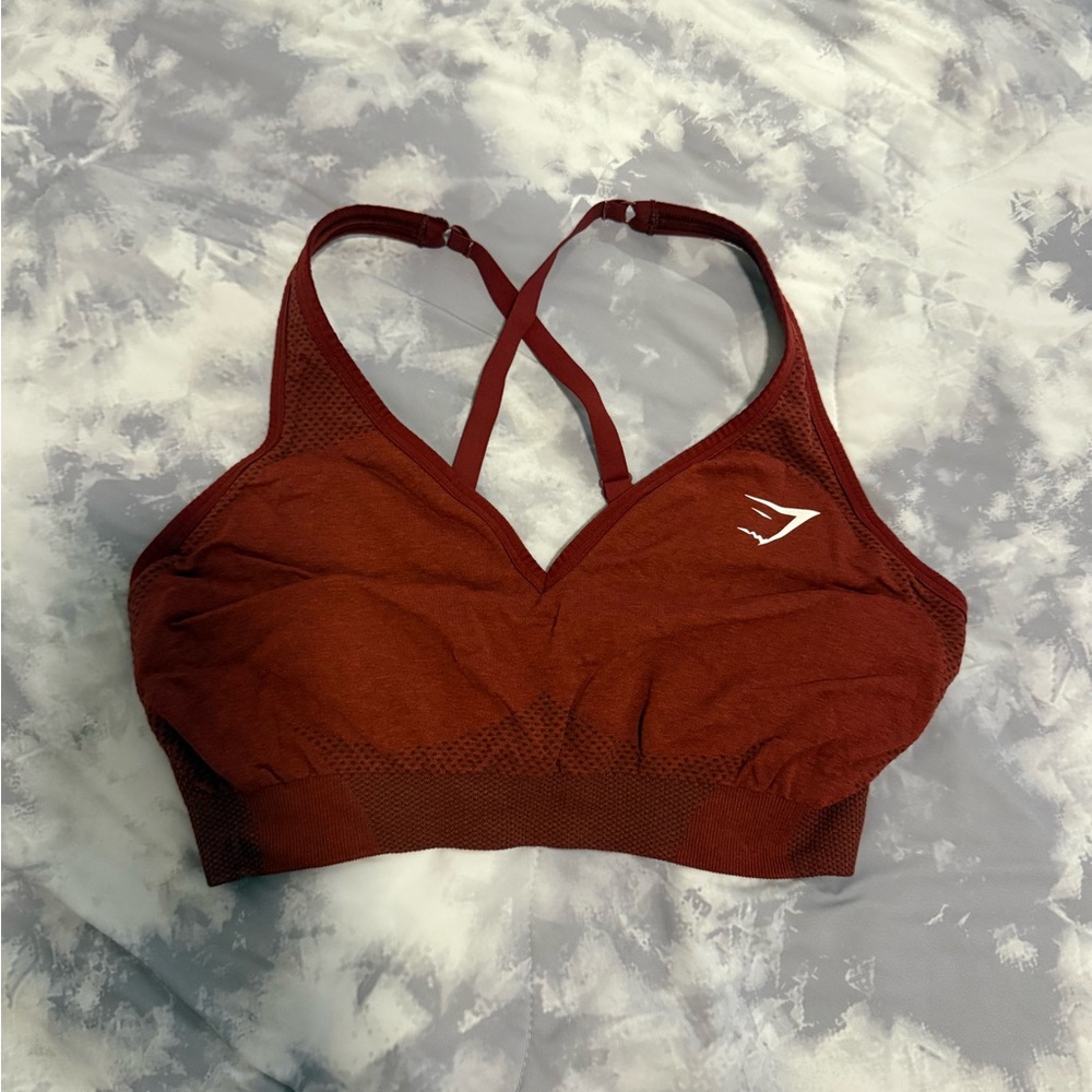 Gymshark Women's Vital Seamless 2.0 V Neck Sports Bra - Brick Red Marl